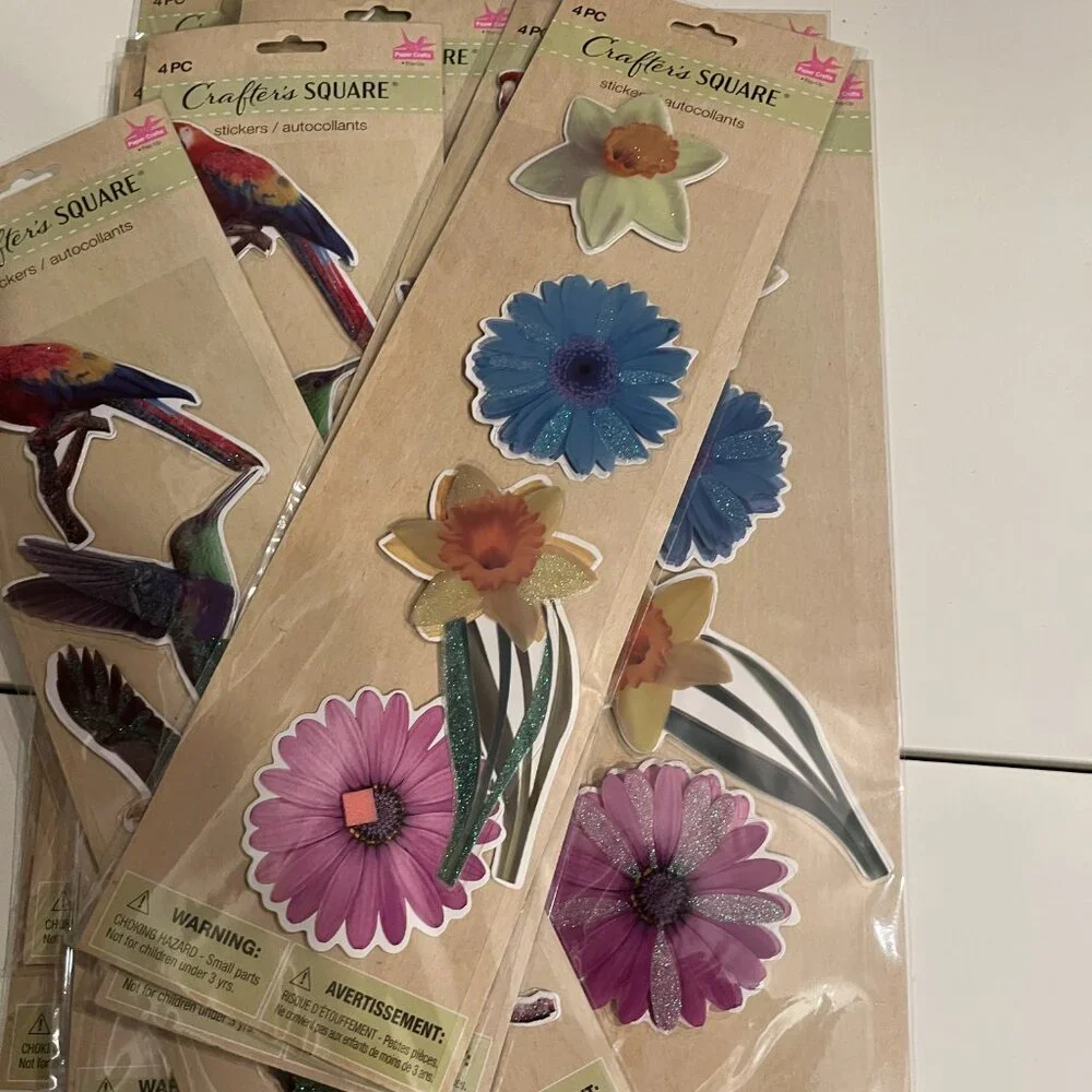 Mixed Bird & Flower Foam Stickers 10 Packs Home‎ Décor DIY Projects NEW